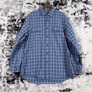 Outdoor Life Men's Blue Plaid Flannel Long Sleeve Button Up Shirt Size L